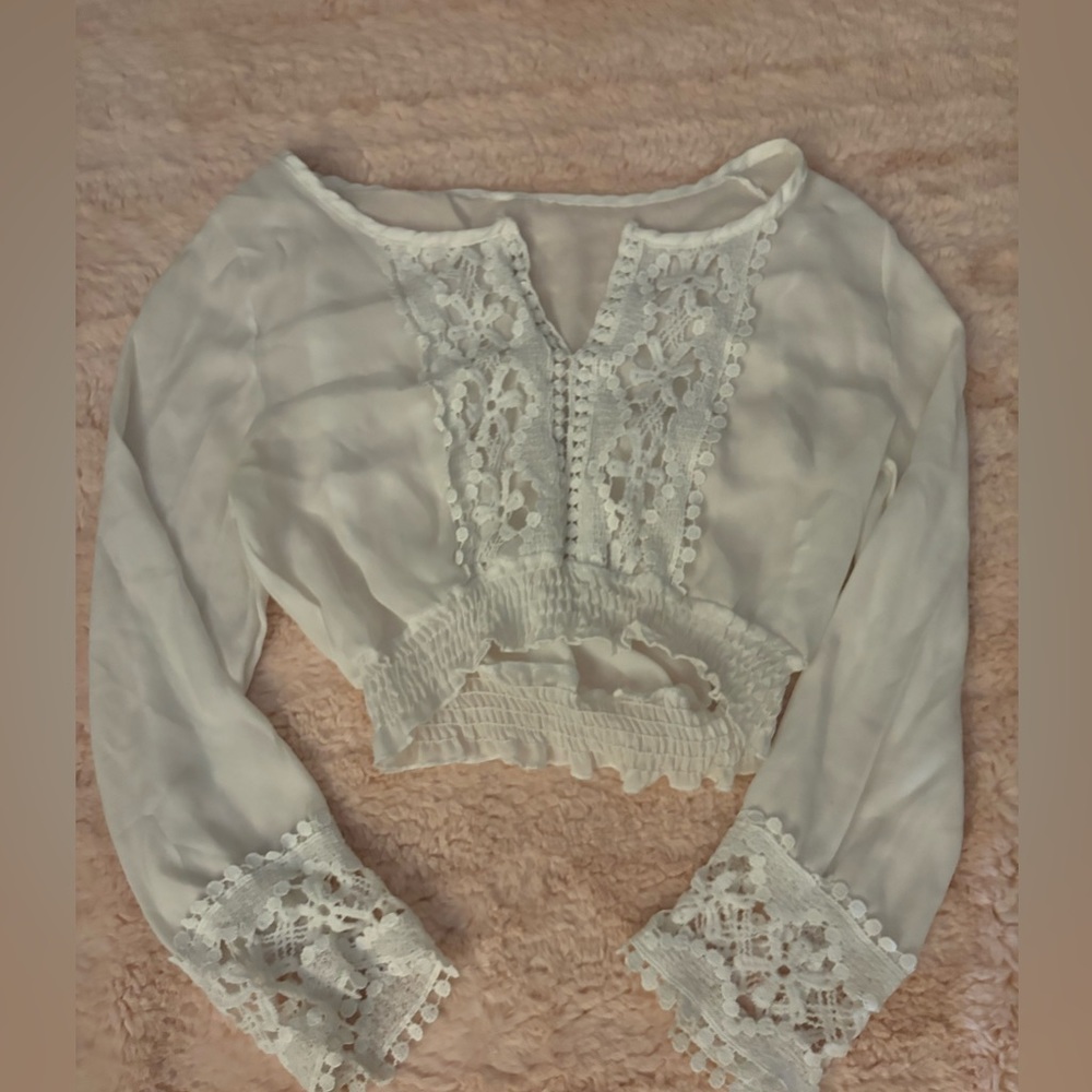 white mesh long sleeve/cover up